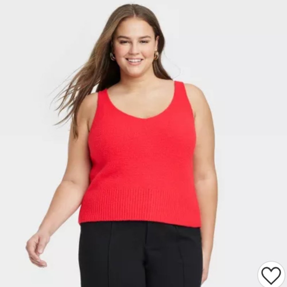 Women's V-Neck Fuzzy Sweater Tank in Various SIzes - A New Day